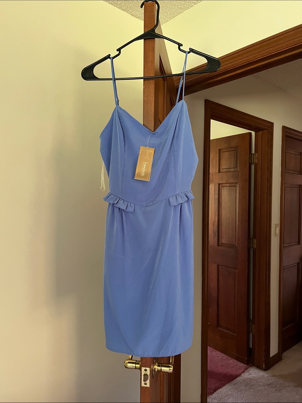 Francesca's Collections Light Blue/Periwinkle Spaghetti Strap Midi Dress Med